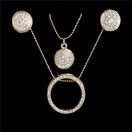 Crystal Circles Earrings & Necklace Set