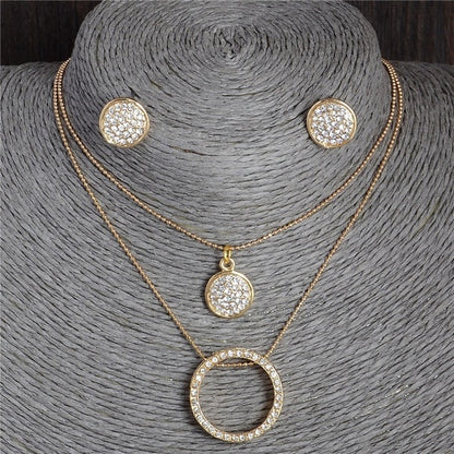 Crystal Circles Earrings & Necklace Set