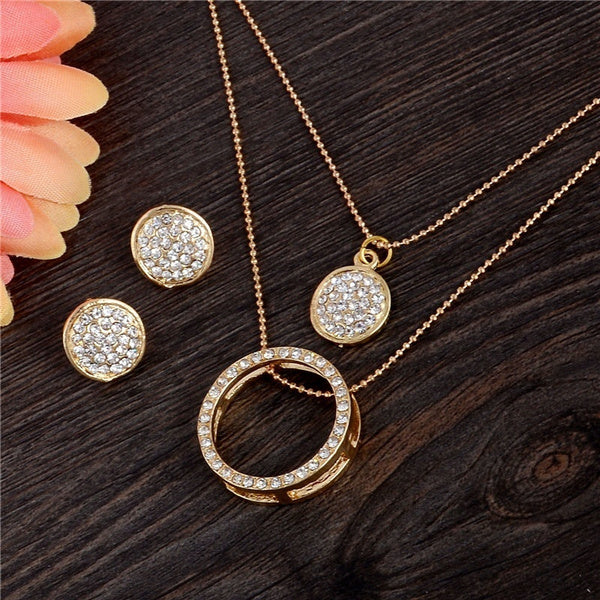 Crystal Circles Earrings & Necklace Set