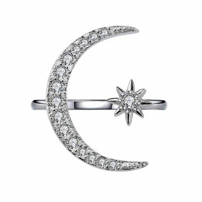 Crescent Moon & Star Ring